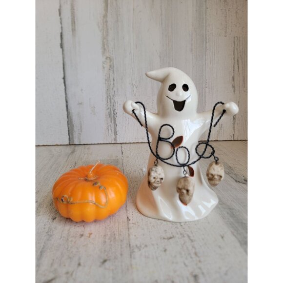 Ghost‎ do you like candle holder wax pumpkin Halloween set - Picture 1 of 11